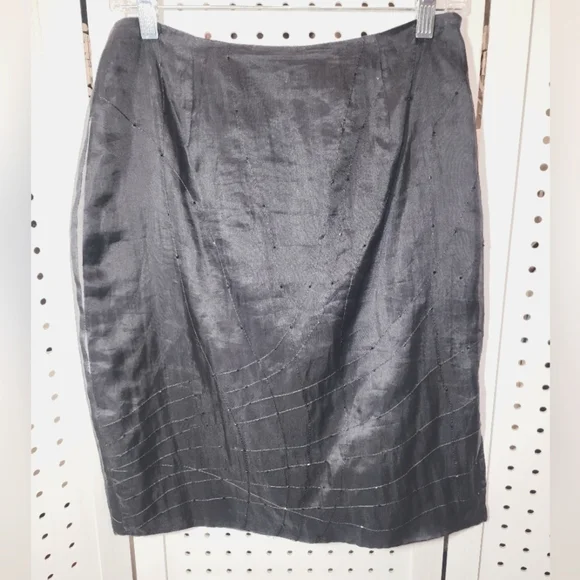 Lord & Taylor Vintage Silk Skirt Size 6 Midi Bead Design - Picture 1 of 5